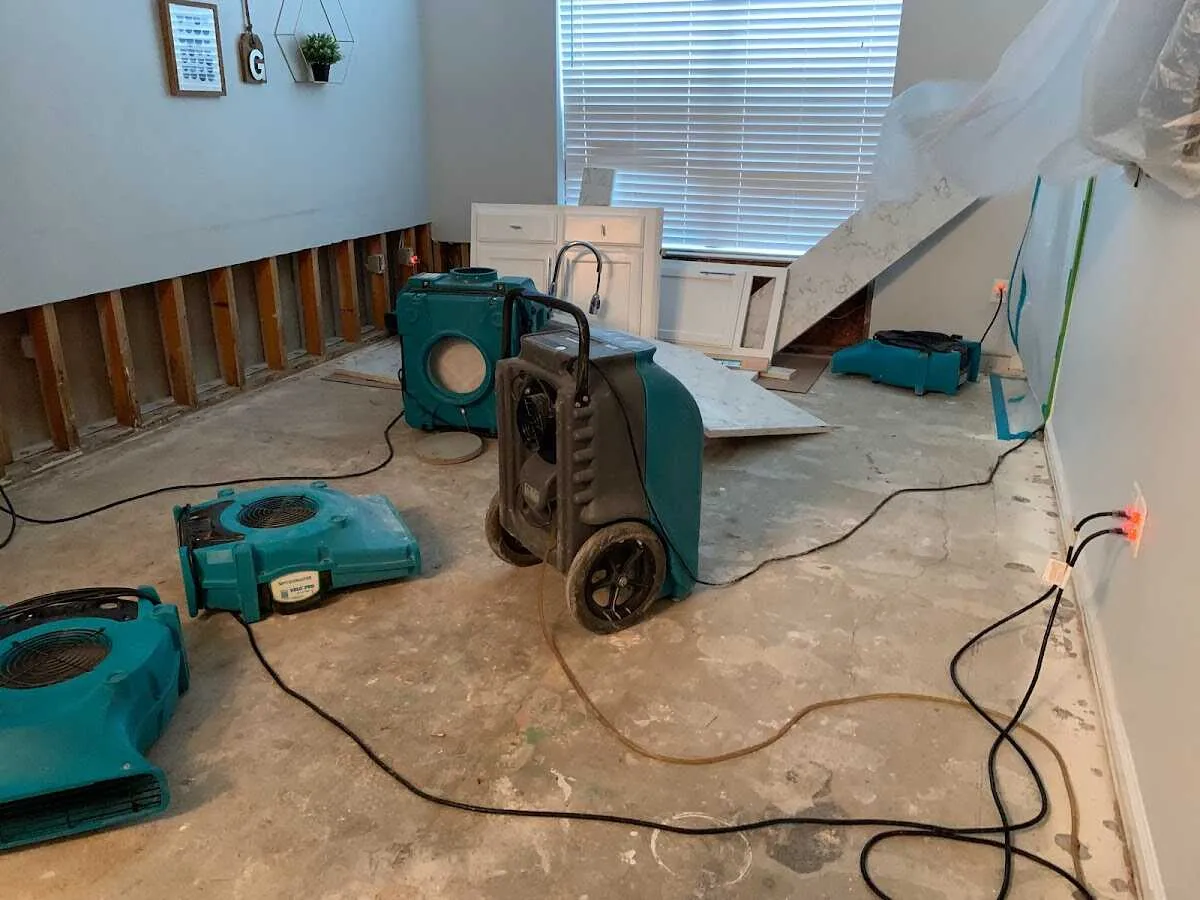 Dehumidifier in flood-cut room for Water Damage Restoration in Natchitoches